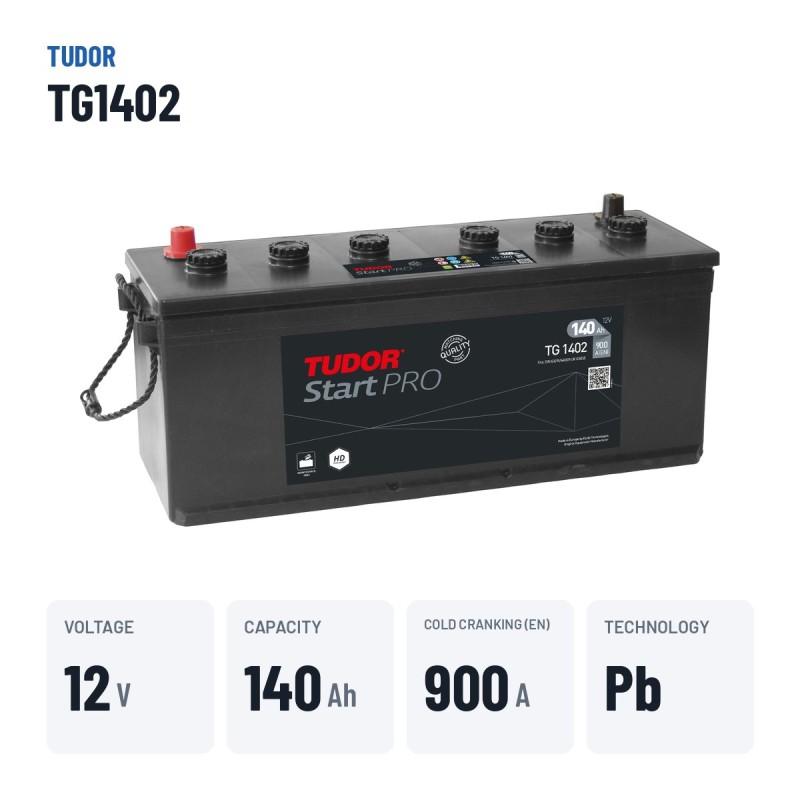 Bateria de camião Tudor TG1402 12V 140Ah 900A – dados principais