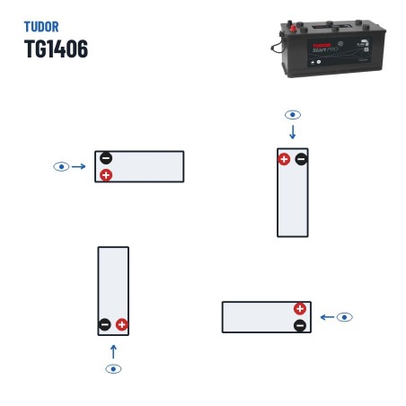 Truck battery Tudor TG1406 12V 140Ah 800A – polarity (layout 4)