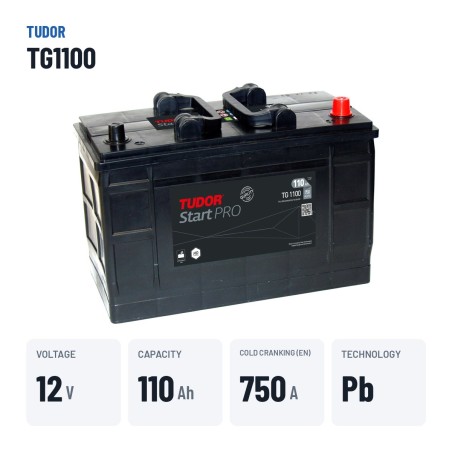 Batterie camion Tudor TG1100 12V 110Ah 750A – caractéristiques clés