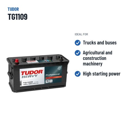 Truck battery Tudor TG1109 12V 110Ah 800A – recommended uses