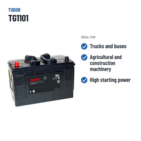 Bateria de camião Tudor TG1101 12V 110Ah 750A – utilizações recomendadas