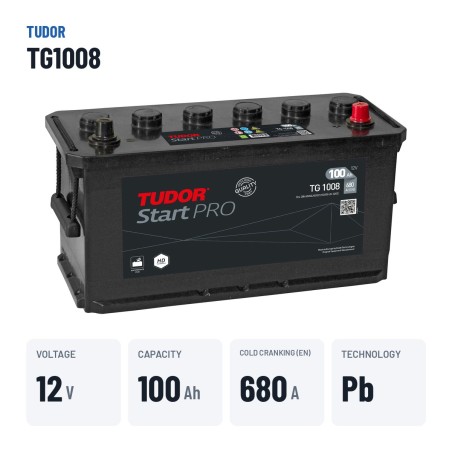 Truck battery Tudor TG1008 12V 100Ah 680A – key specs
