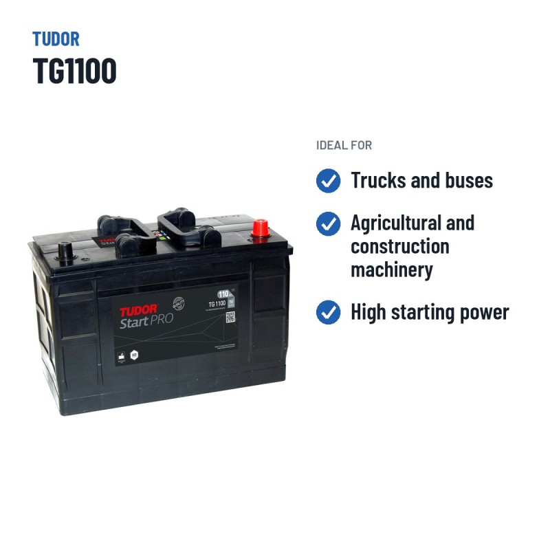 Batteria camion Tudor TG1100 12V 110Ah 750A – usi consigliati