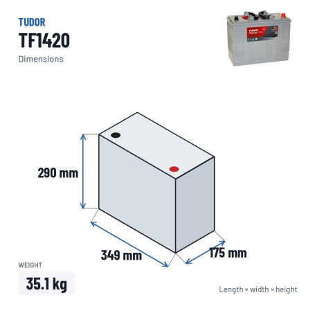Bateria de camião Tudor TF1420 12V 142Ah 850A | baterias.com