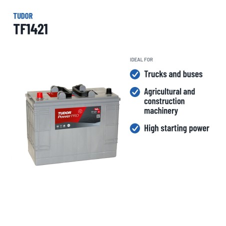 Batería de camión Tudor TF1421 12V 142Ah 850A – usos recomendados
