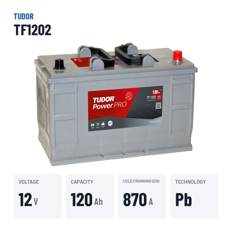 Batería de camión Tudor TF1202 12V 120Ah 870A – datos clave