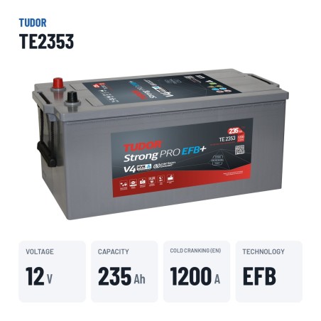 Batteria camion Tudor TE2353 12V 235Ah 1200A EFB – dati principali