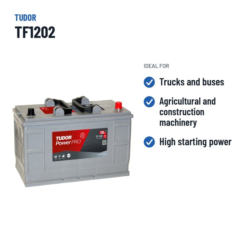 Batería de camión Tudor TF1202 12V 120Ah 870A – usos recomendados