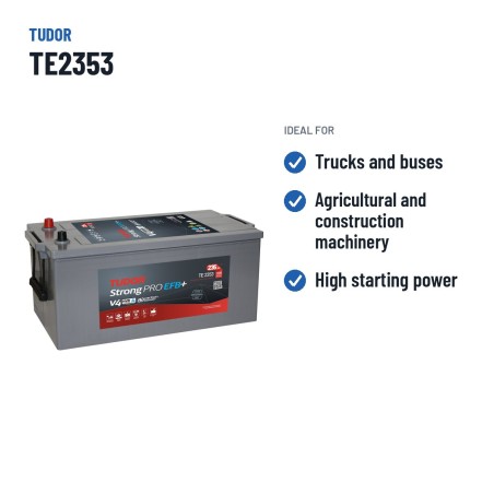 Truck battery Tudor TE2353 12V 235Ah 1200A EFB – recommended uses