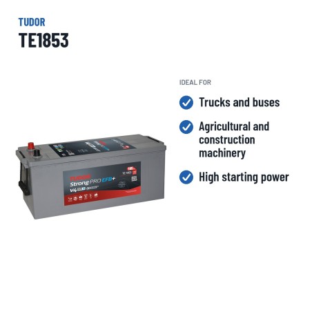 Batterie camion Tudor TE1853 12V 185Ah 1100A EFB – utilisations recommandées