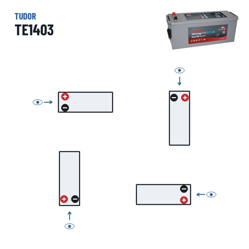 Truck battery Tudor TE1403 12V 140Ah 800A EFB – polarity (layout 3)