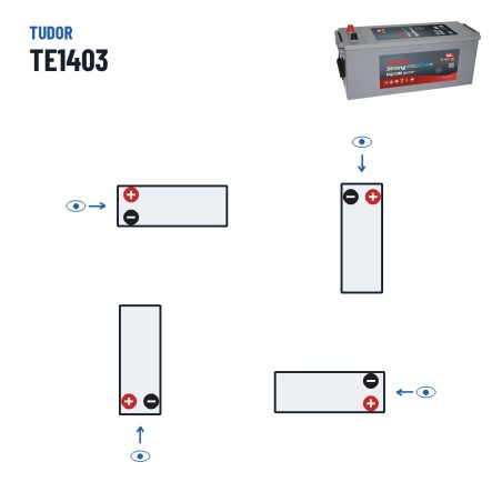 Truck battery Tudor TE1403 12V 140Ah 800A EFB – polarity (layout 3)