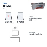 Batería de camión Tudor TE1403 12V 140Ah 800A EFB – borne y sujeción