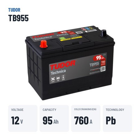 Car battery Tudor TB955 12V 95Ah 760A – key specs