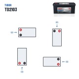 Batterie camion Tudor TD2103 12V 210Ah 1030A GEL – polarité (schéma 3)