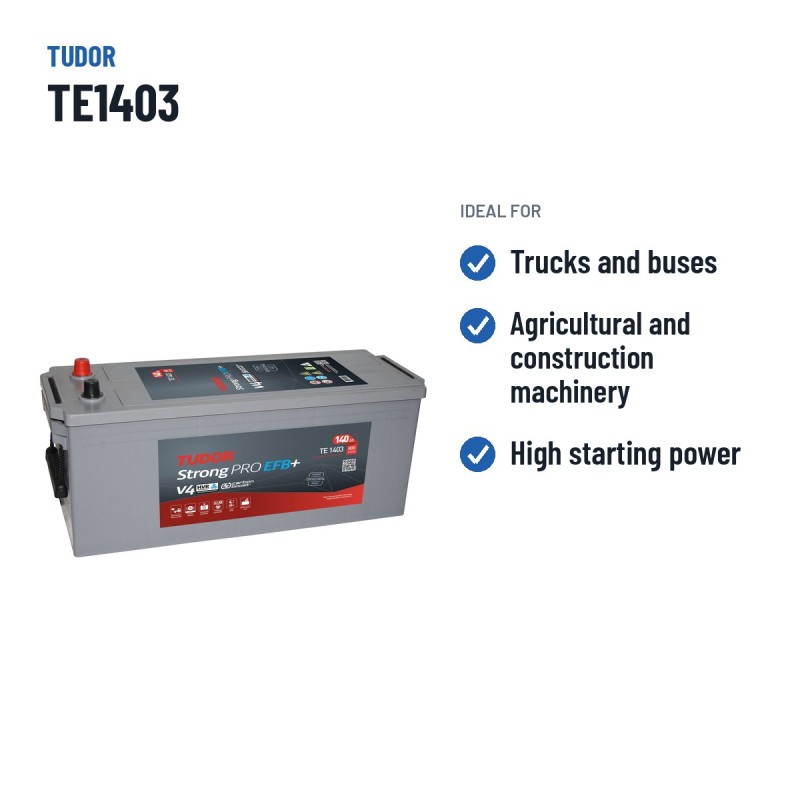 Truck battery Tudor TE1403 12V 140Ah 800A EFB – recommended uses