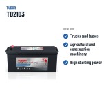 Truck battery Tudor TD2103 12V 210Ah 1030A GEL – recommended uses