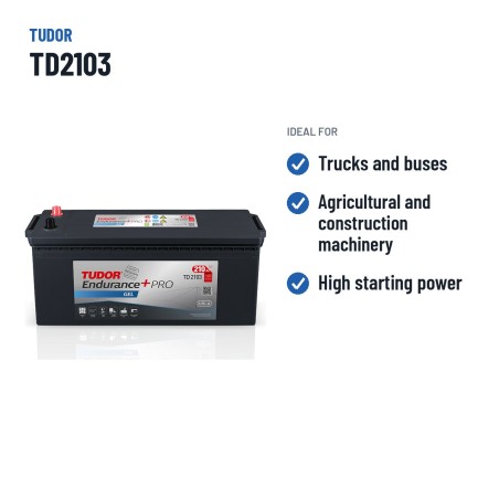 Batería de camión Tudor TD2103 12V 210Ah 1030A GEL – usos recomendados