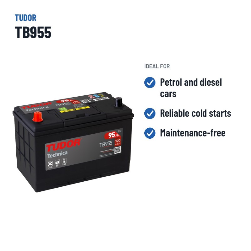 Autobatterie Tudor TB955 12V 95Ah 760A – empfohlene Einsatzbereiche