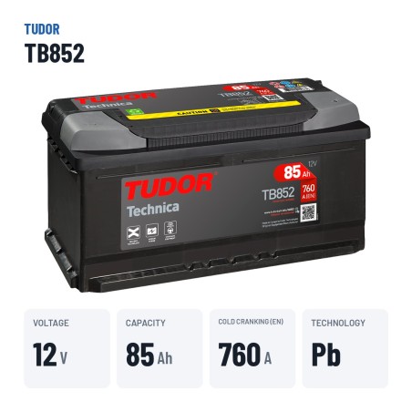 Autobatterie Tudor TB852 12V 85Ah 760A | baterias.com