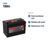 Car battery Tudor TB954 12V 95Ah 760A – recommended uses