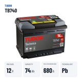 Batteria auto Tudor TB740 12V 74Ah 680A – dati principali