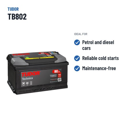 Autobatterie Tudor TB802 12V 80Ah 700A – empfohlene Einsatzbereiche