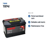 Bateria de carro Tudor TB741 12V 74Ah 680A – utilizações recomendadas