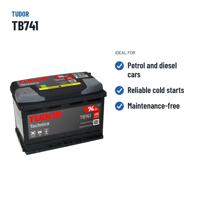Bateria de carro Tudor TB741 12V 74Ah 680A – utilizações recomendadas