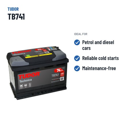 Bateria de carro Tudor TB741 12V 74Ah 680A – utilizações recomendadas