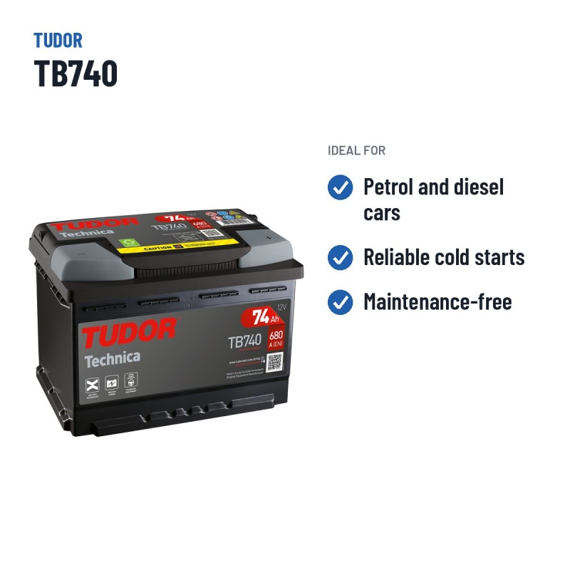 Batería de coche Tudor TB740 12V 74Ah 680A – usos recomendados