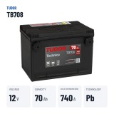 Batteria auto Tudor TB708 12V 70Ah 740A | baterias.com