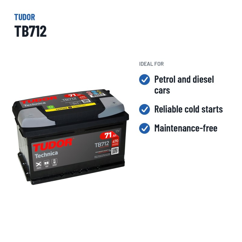 Batteria auto Tudor TB712 12V 71Ah 670A – usi consigliati