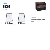 Batteria auto Tudor TB705 12V 70Ah 540A – terminali e fissaggio