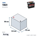 Autobatterie Tudor TB621 12V 62Ah 540A | baterias.com