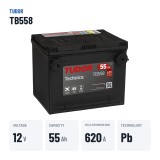 Car battery Tudor TB558 12V 55Ah 620A – key specs