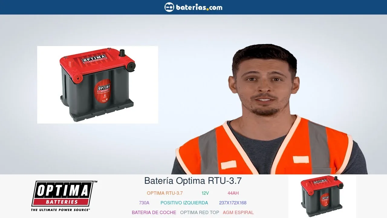 Vídeo de YouTube: Instalación Batería Optima RTU-3.7 44Ah