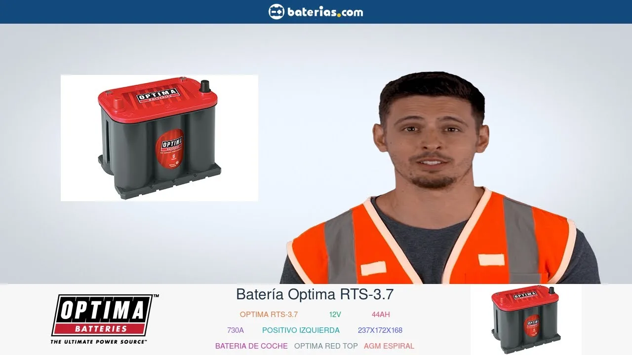Vídeo de YouTube: Instalación Batería Optima RTS-3.7 44Ah
