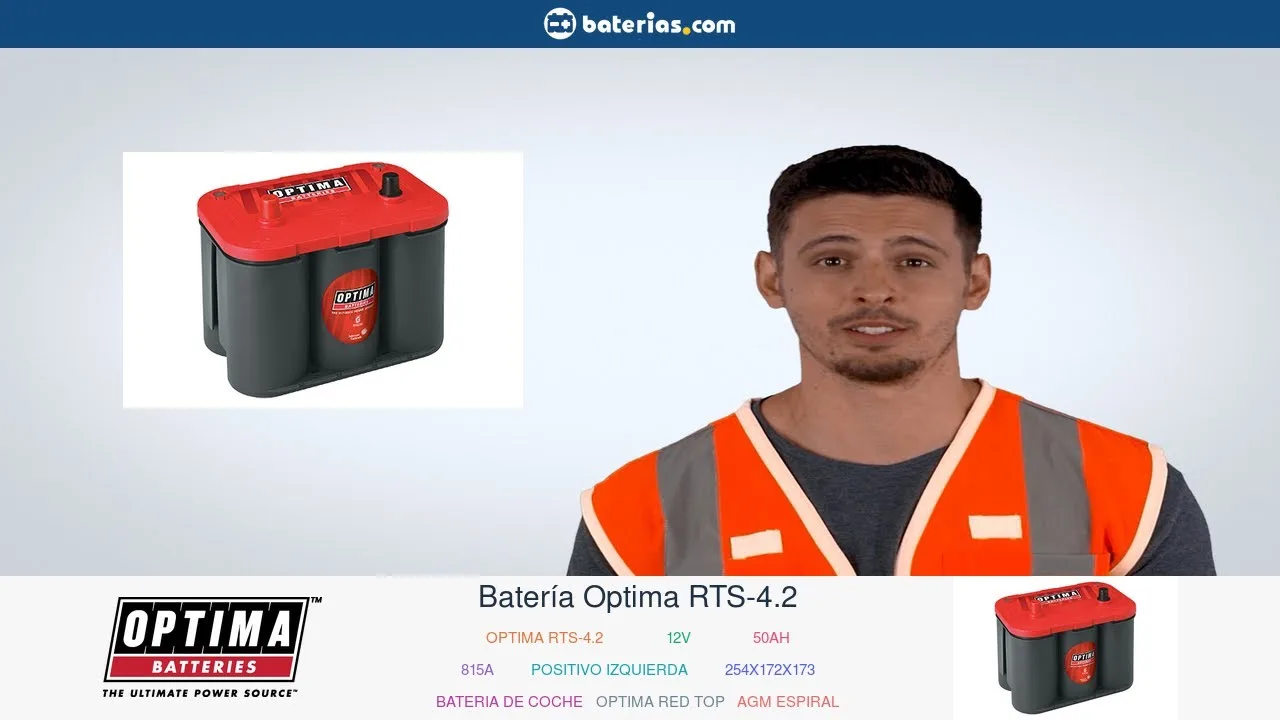 Vídeo de YouTube: Instalación Batería Optima RTS-4.2 50Ah