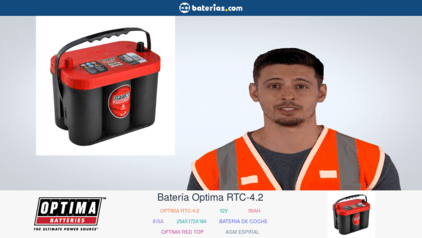 Batería OPTIMA Roja RTC-4.2 50ah. 12v (Borne + dcha)